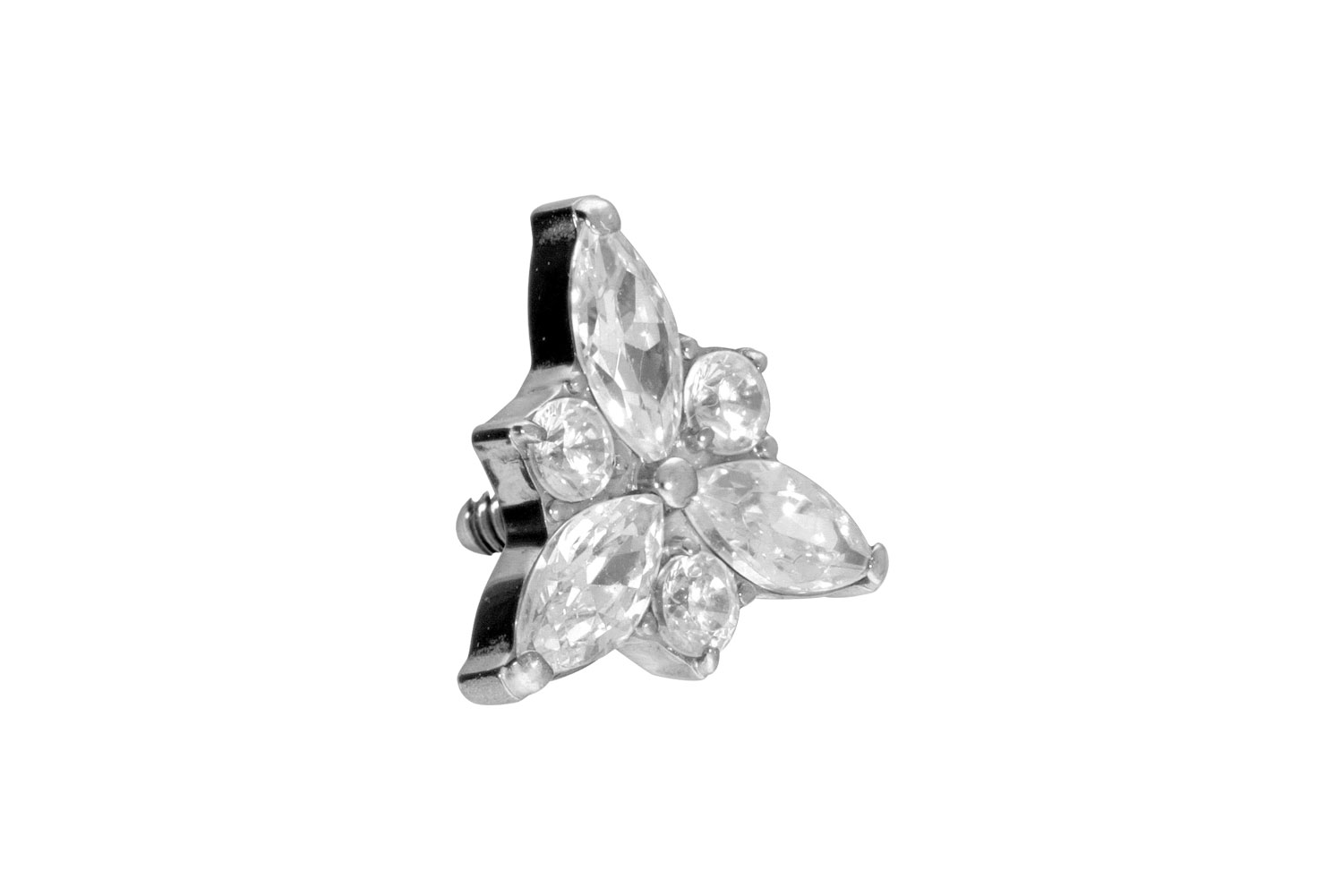 Titan Schraubaufsatz mit Außengewinde KRISTALLBLÜTE von Piercingline